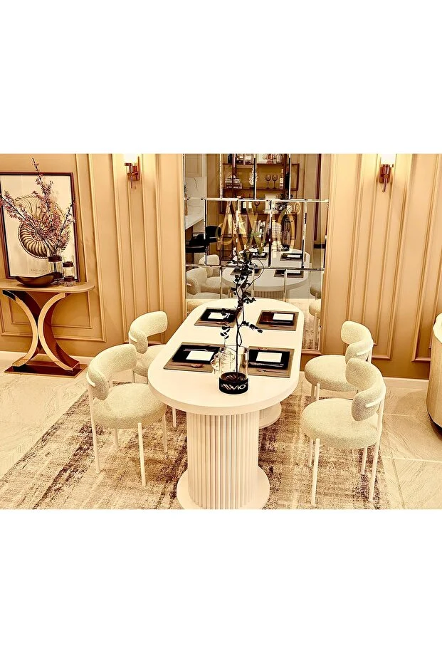 Lizy Beyaz Bohem Lake Mdf 80x160 Yemek Masası Mutfak Masası Ofis Masası Masa Sandalye Takımı